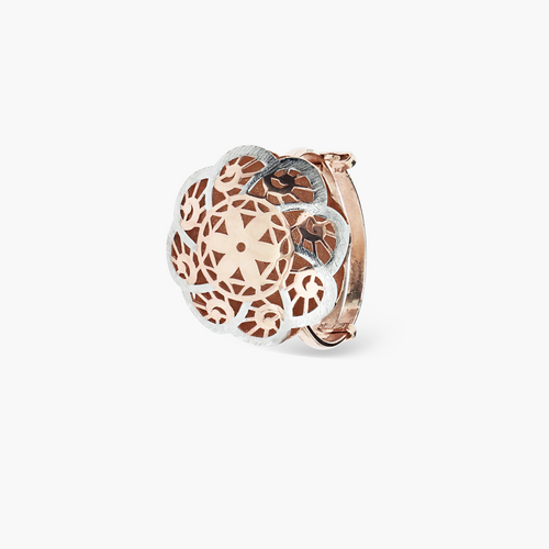 925 ROSE GOLD GEOMETRIC FLOWER PATTERN RING