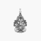 HERITAGE OXIDISED SILVER SEATED GANAPATI PENDANT