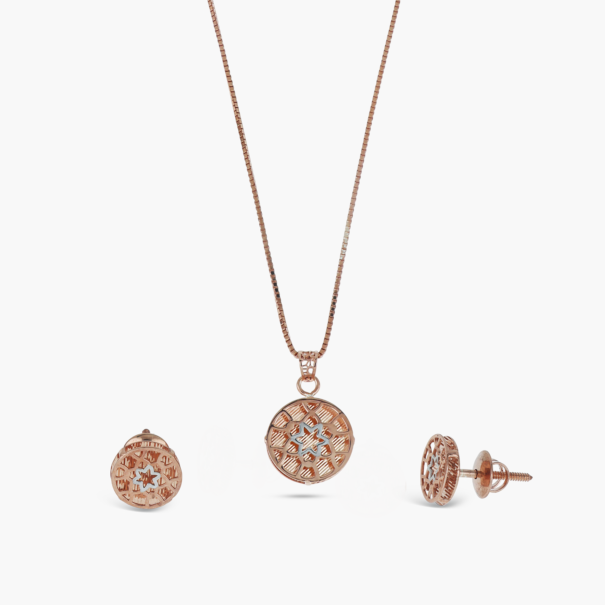 GEOMETRIC LASER-CUT NECKLACE & EARRINGS SUITE