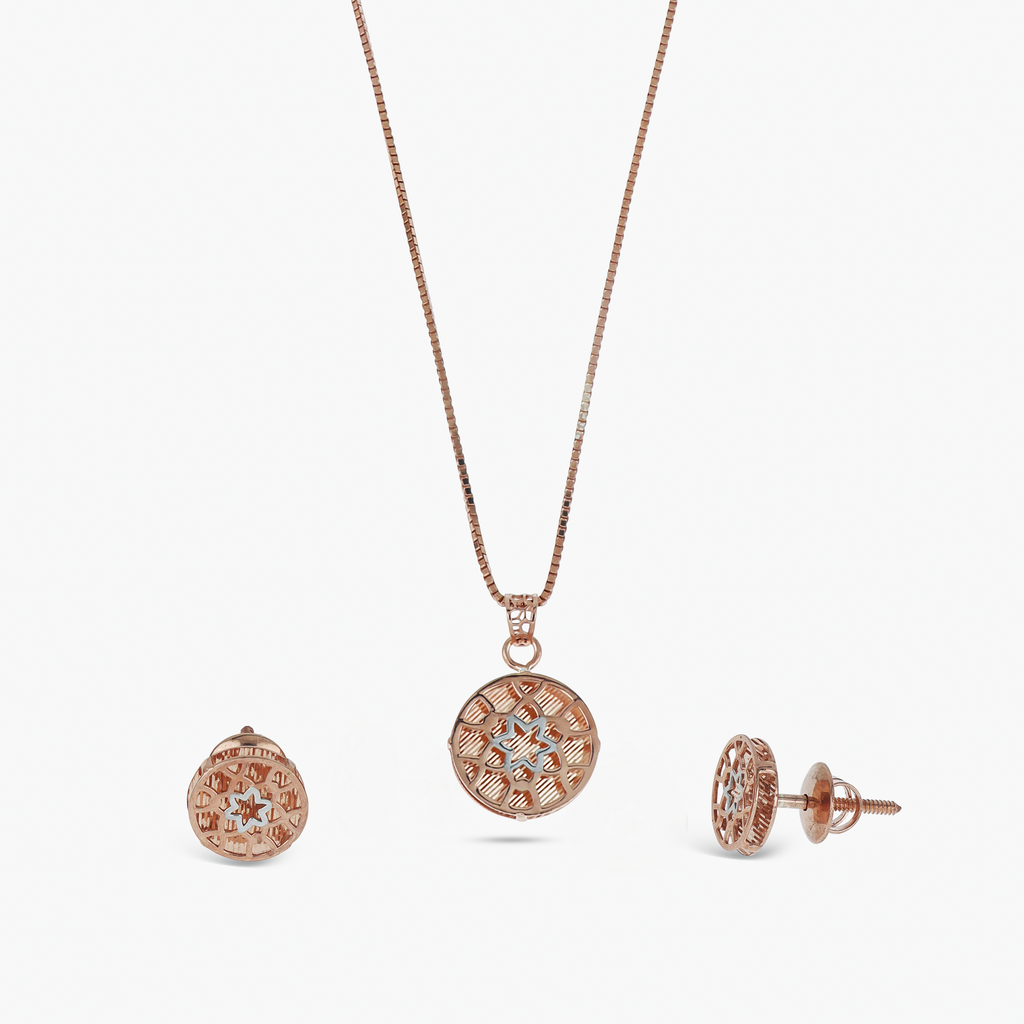 GEOMETRIC LASER-CUT NECKLACE & EARRINGS SUITE