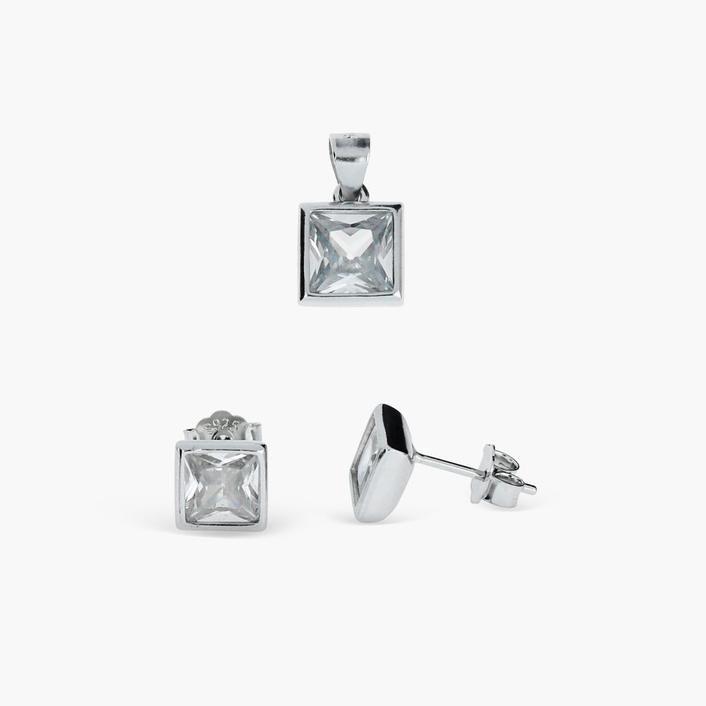 PRISTINE SQUARE DUAL-TONE SOLITAIRE SET
