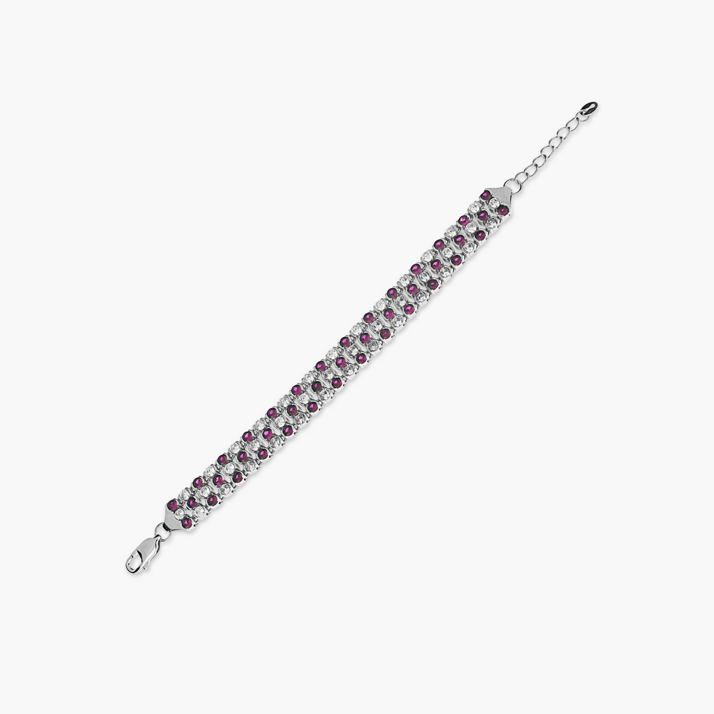 TRIPLE ROW RUBY RED ZIRCONIA BRACELET