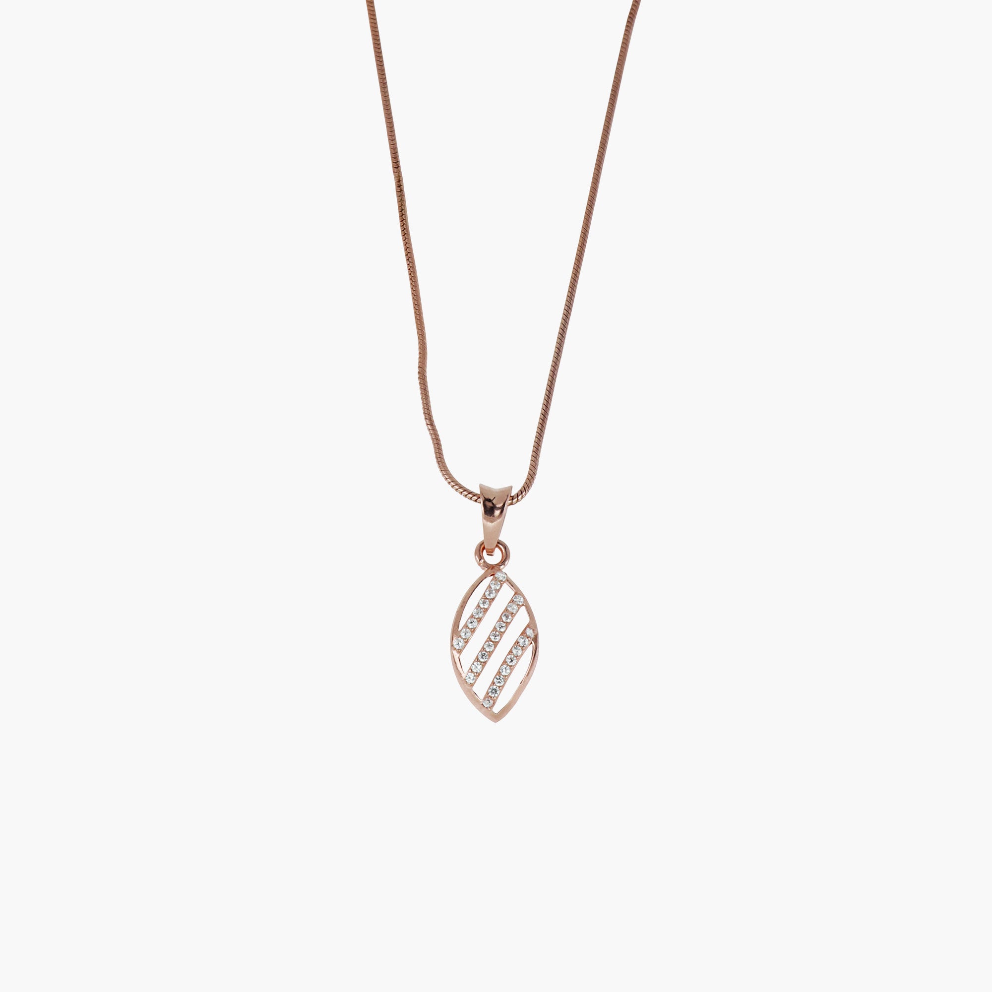 925 STERLING SILVER ROSE GOLD KARELY LEAF PENDANT