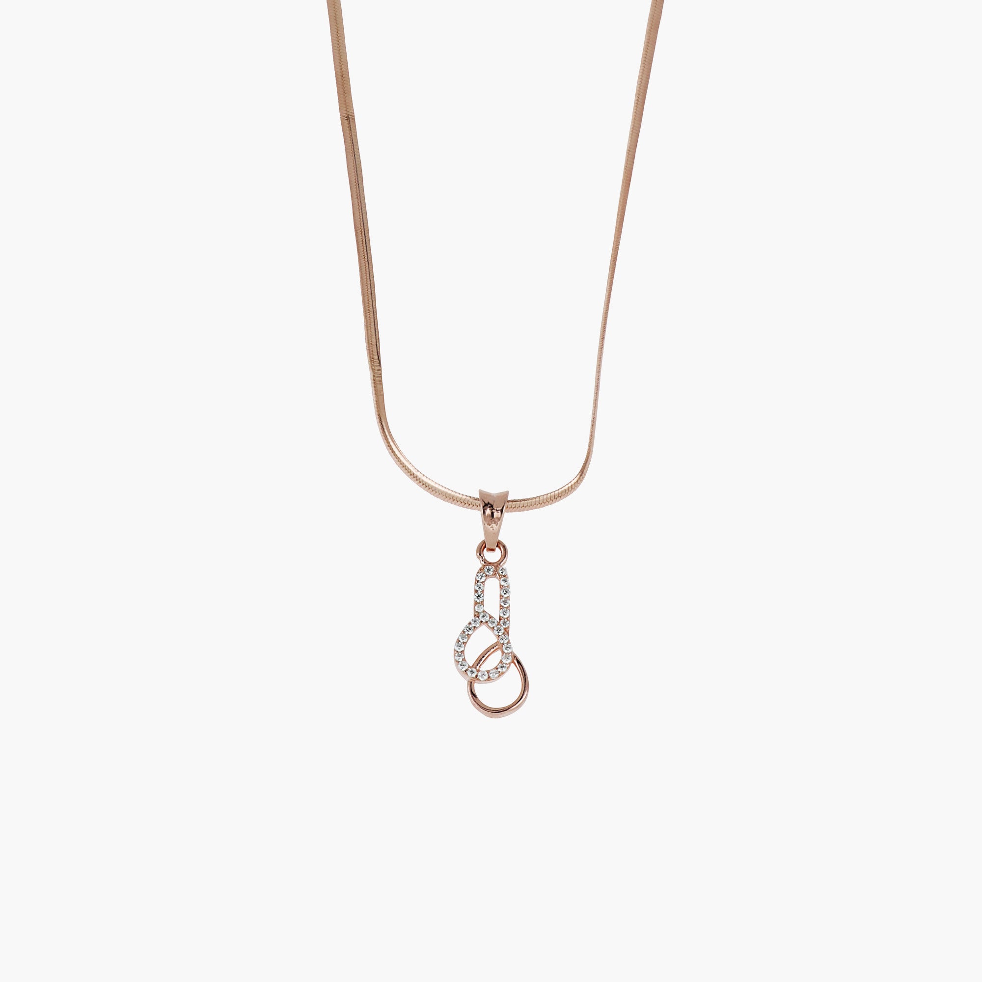 925 STERLING ROSE GOLD INTERTWINED OVAL PENDANT