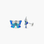 CELESTIAL WINGED AZURE ENAMEL BUTTERFLY EARRINGS