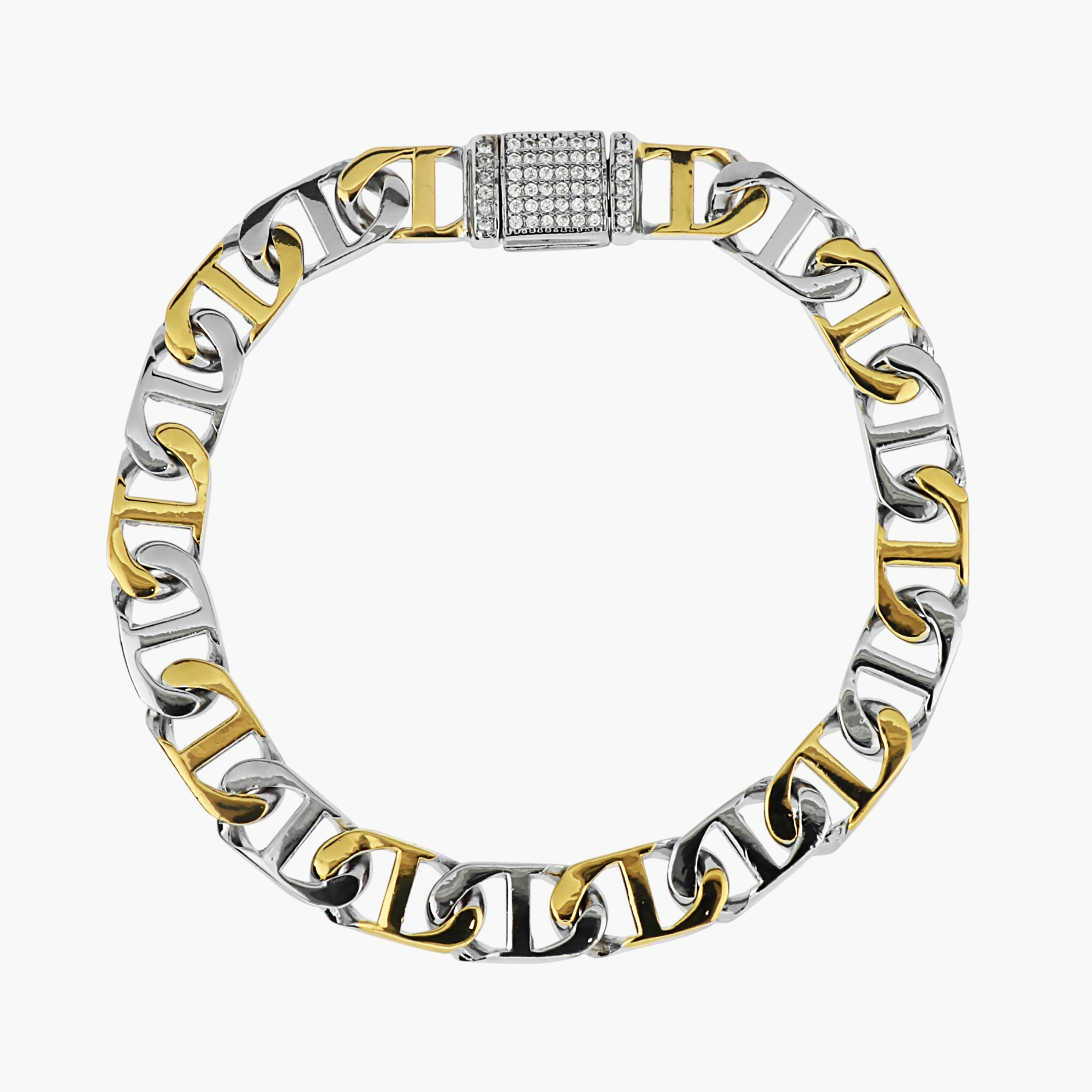 DIAMOND-PAVED ANCHOR MENS BRACELET