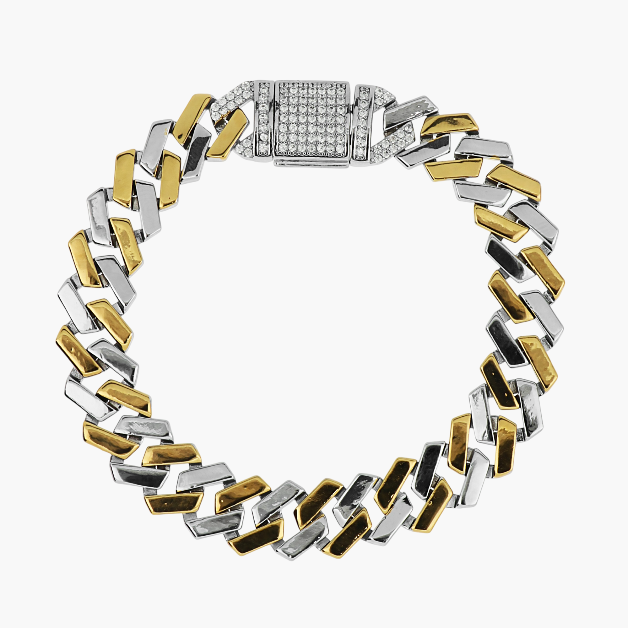 DIAMOND-CUT DUAL-TONE CUBAN LINK BRACELET