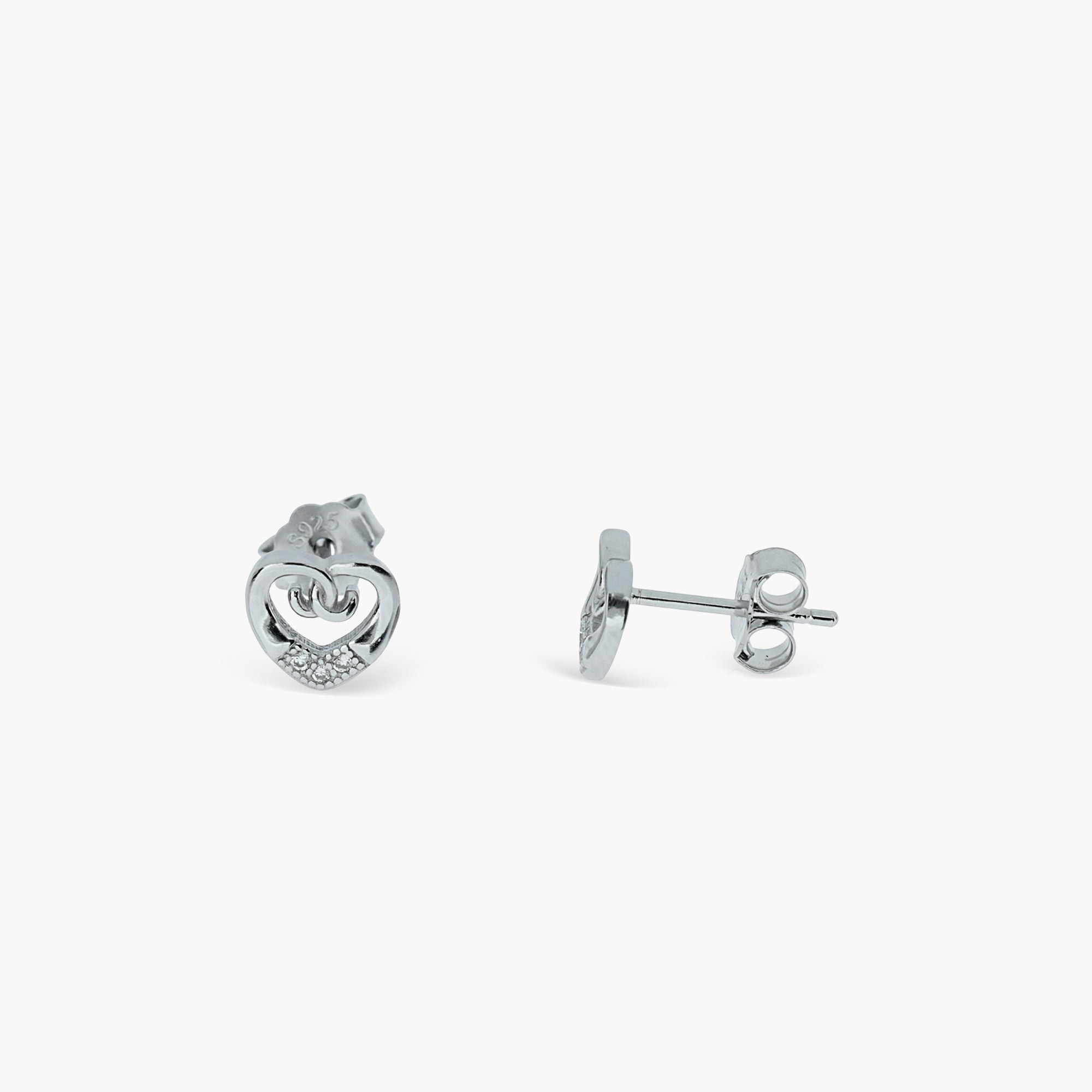INTERLOCKING LOVE HEART SILVER STUDS