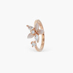 925 SILVER ROSE GOLD BLOOMING FLOWER BYPASS RING