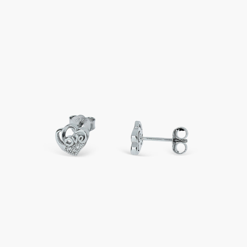 ROMANTIC "LOVE" ENGRAVED STUD EARRINGS