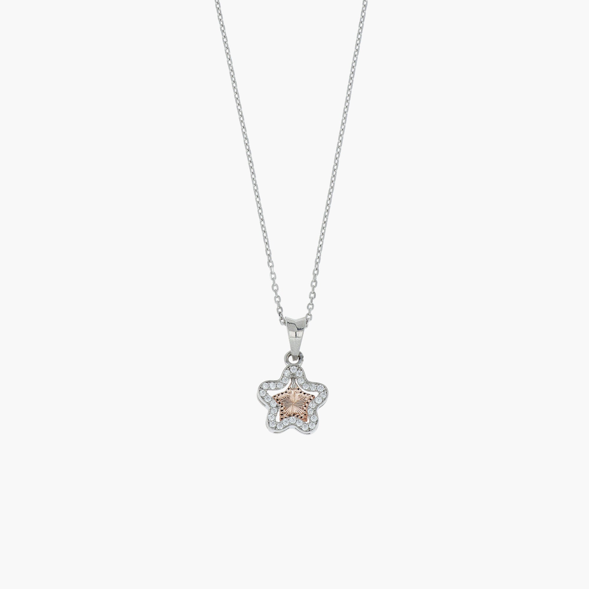 DUAL-TONE CELESTIAL STAR  NECKLACE