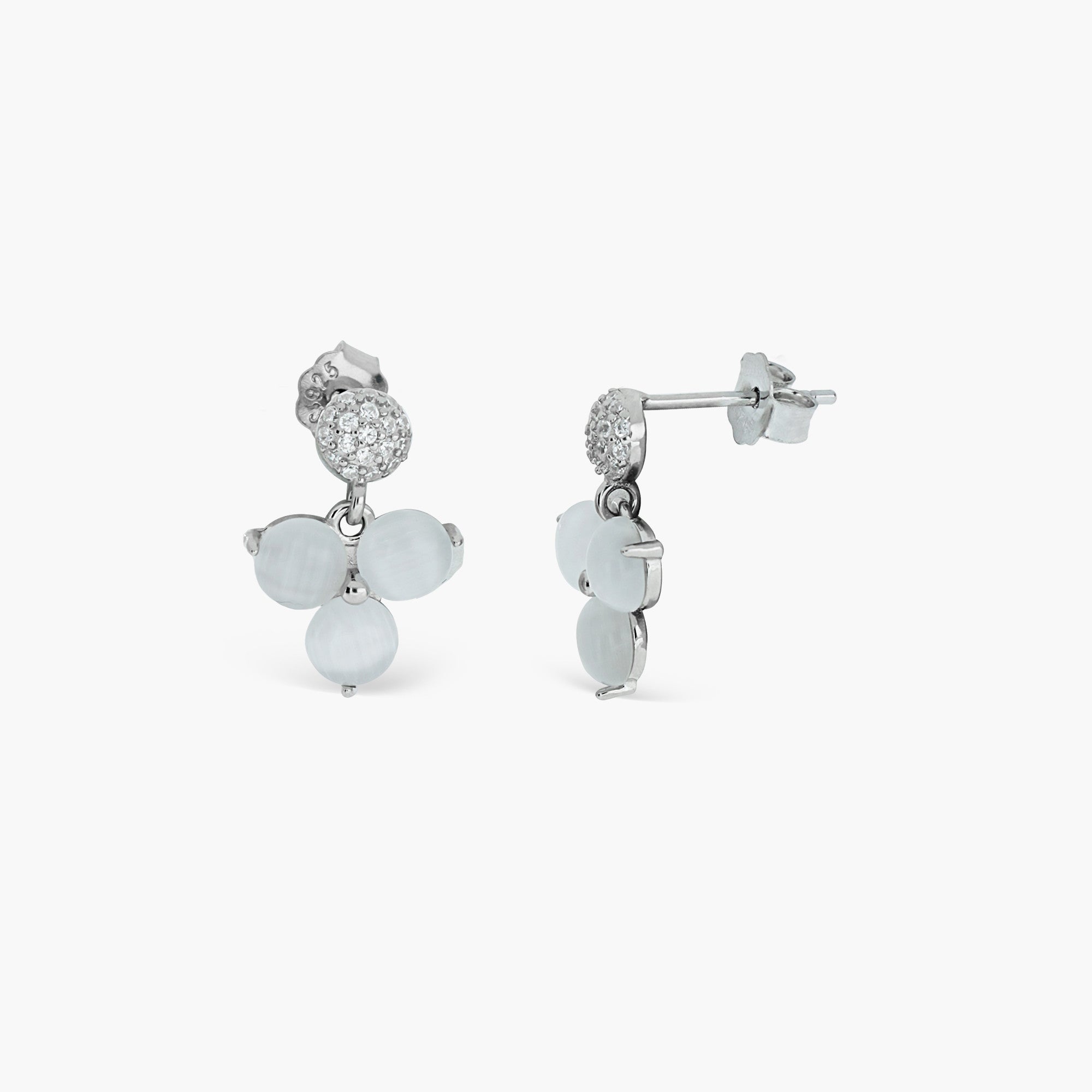 TRIPLE ORB PAVÉ DROP STUD EARRINGS