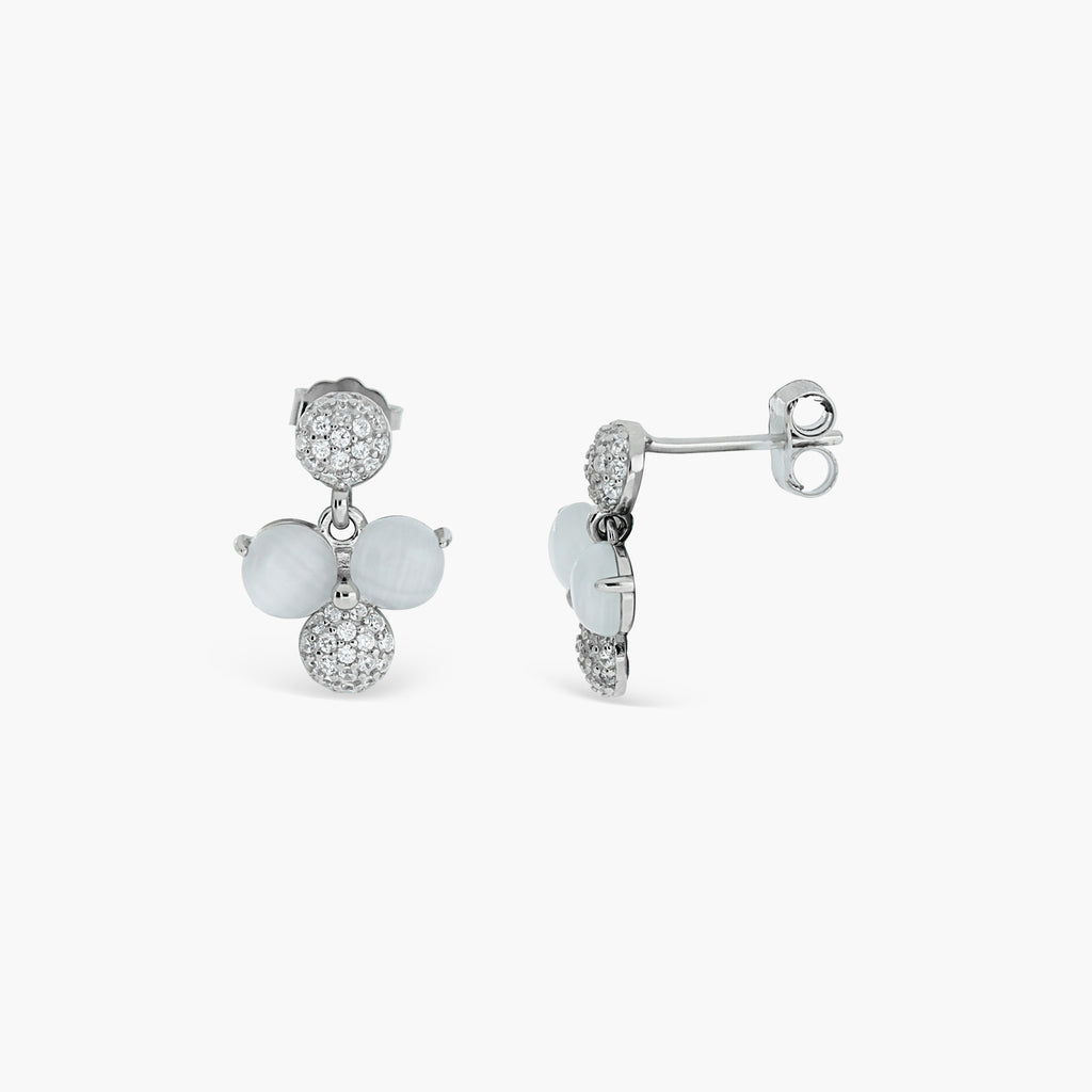 TRIPLE ORB PAVÉ DROP STUD EARRINGS