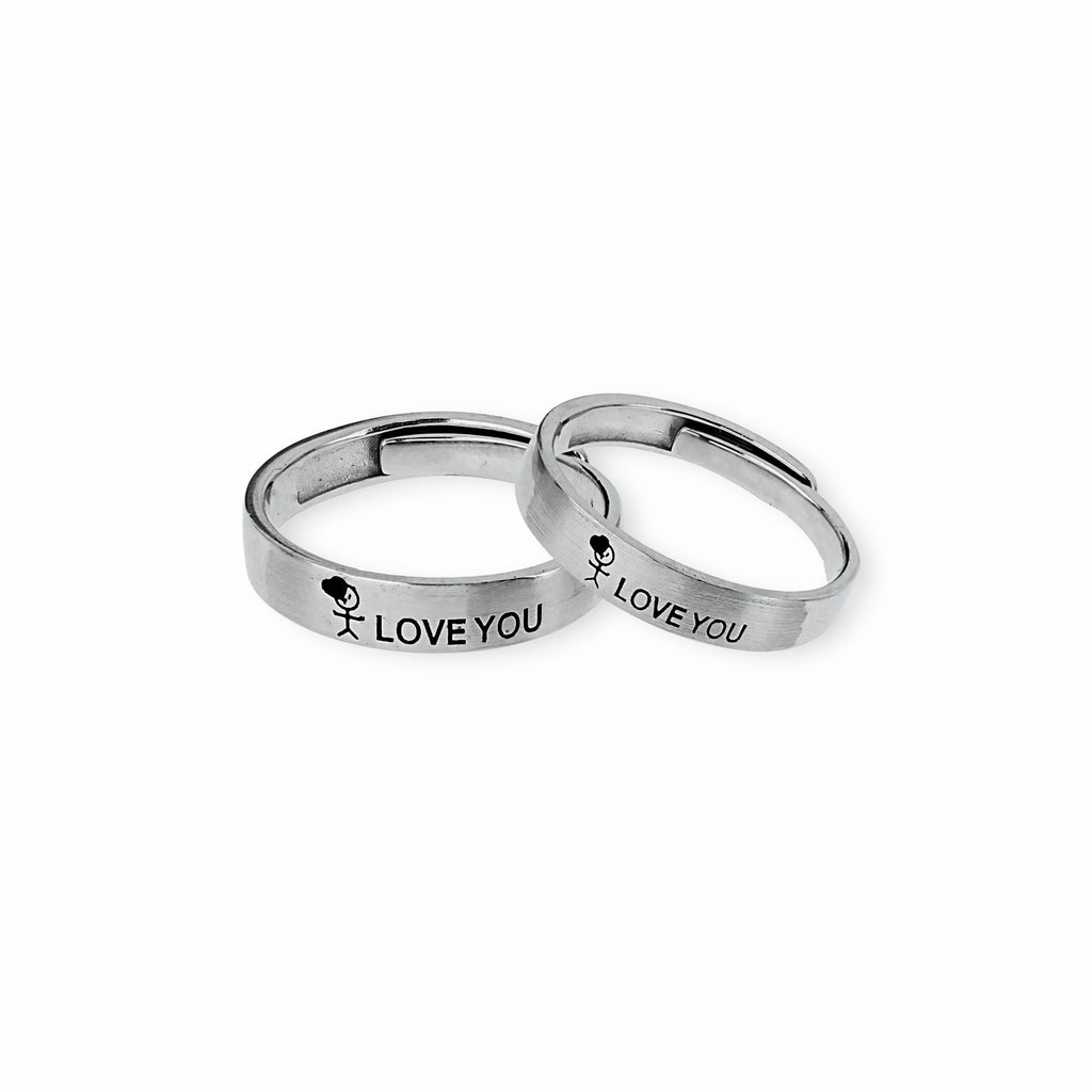 925 STERLING SILVER "LOVE YOU" ADJUSTABLE COUPLE RINGS