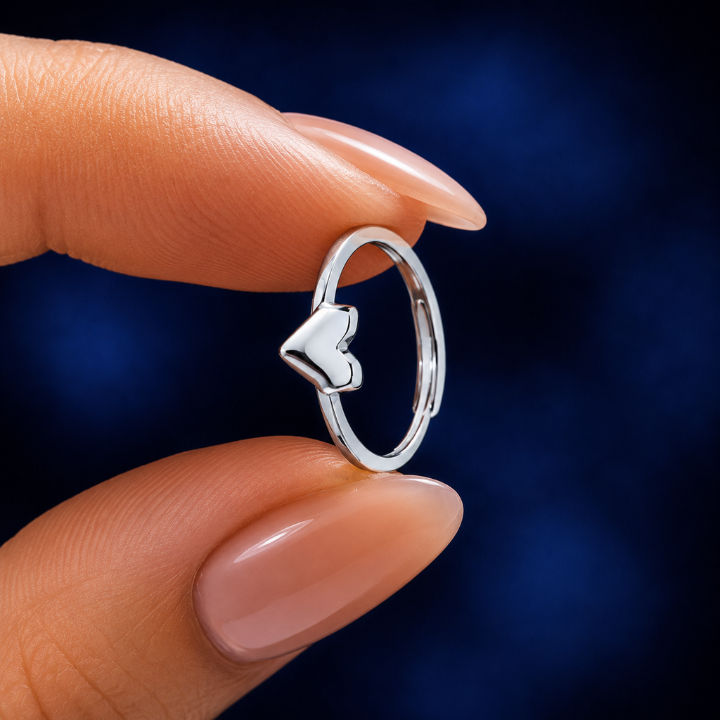 Minimal Heart 925 Silver Ring | Lyneza Elegant Adjustable Ring