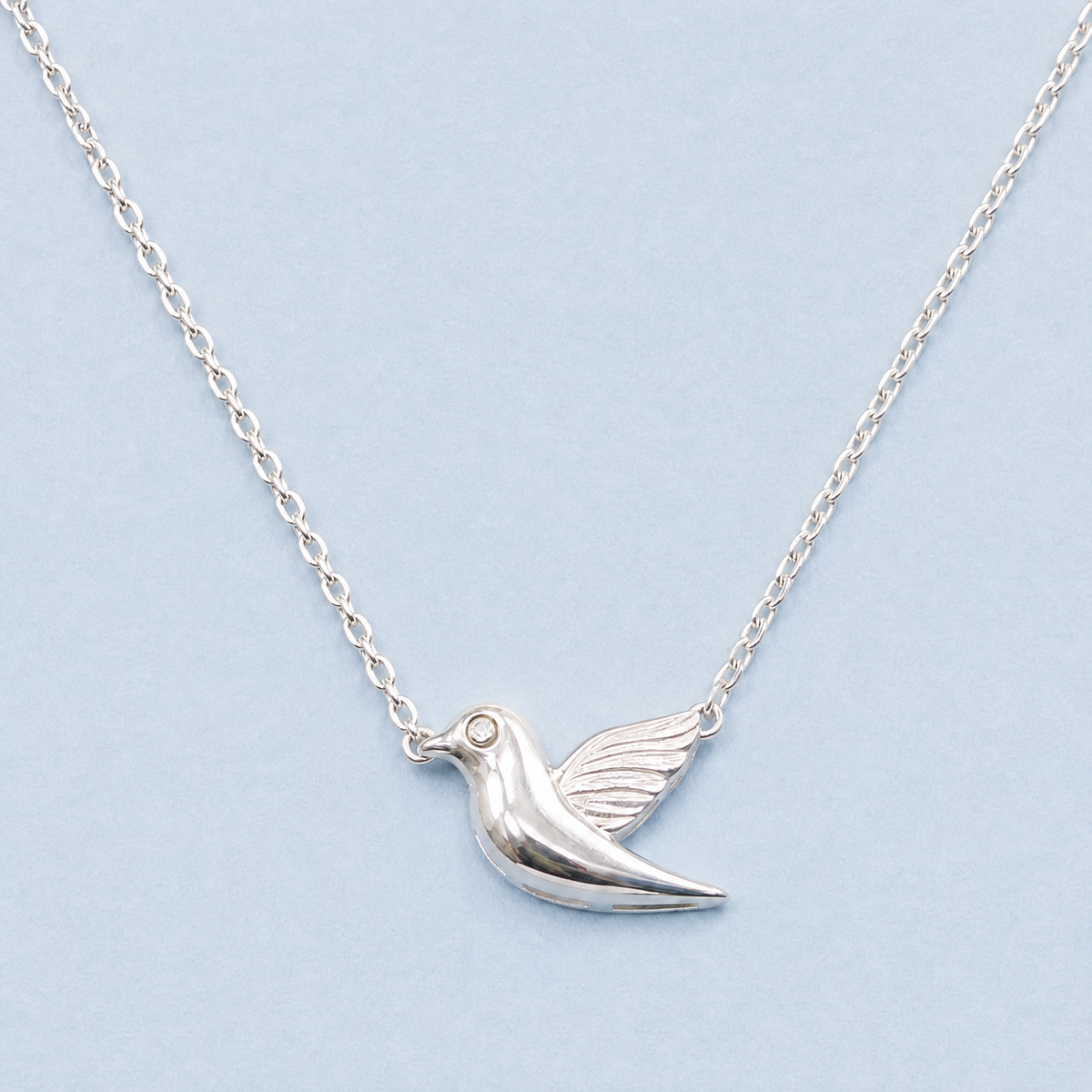 Songbird Pendant Necklace in 925 sterling silver, front view