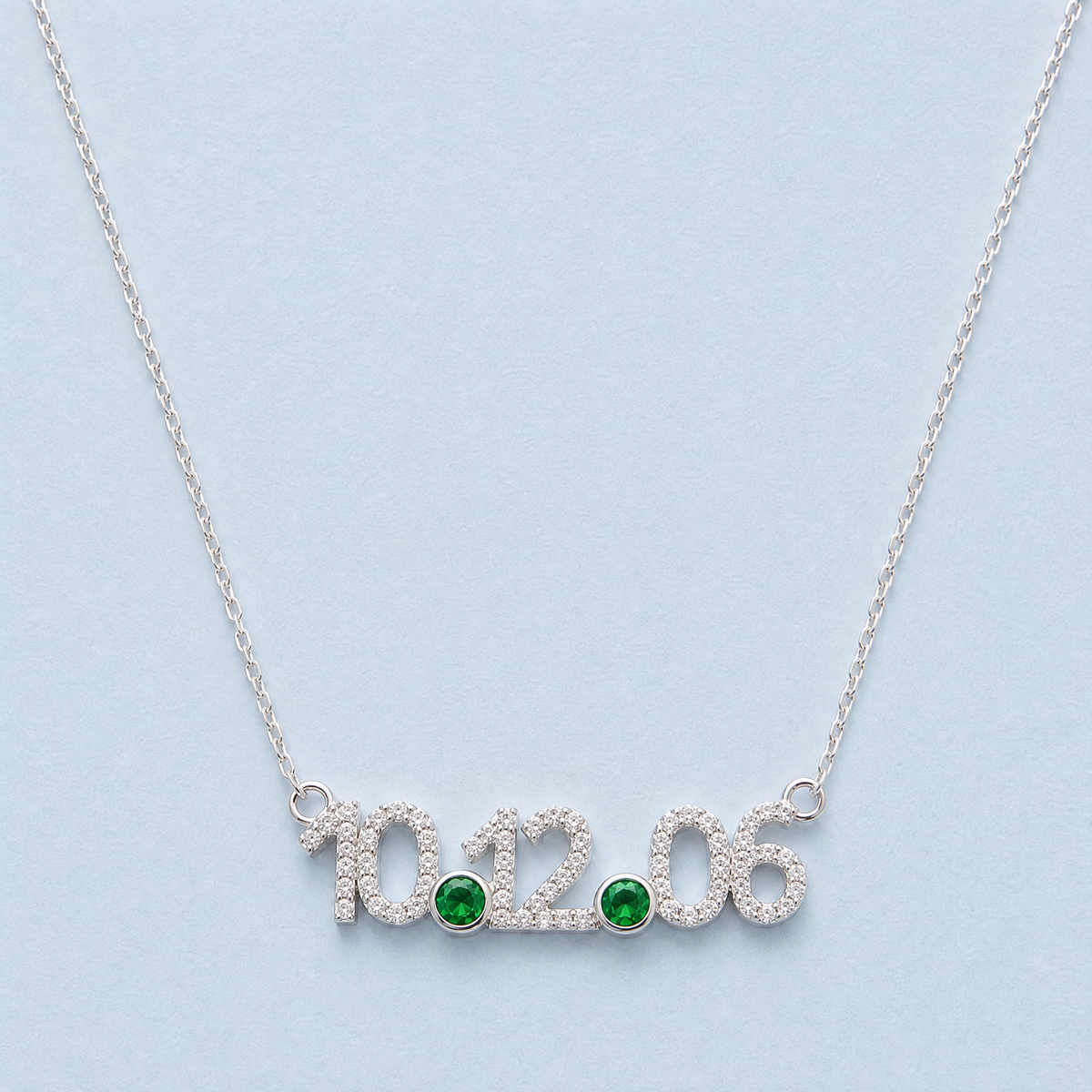 Personalised Date Necklace in 925 sterling silver, front view