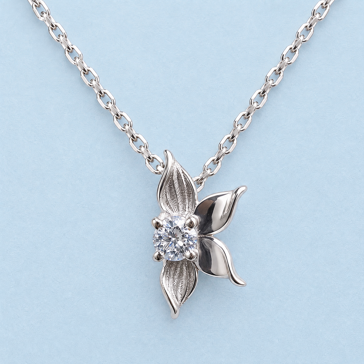 Petal Bloom Pendant Necklace in 925 sterling silver, front view