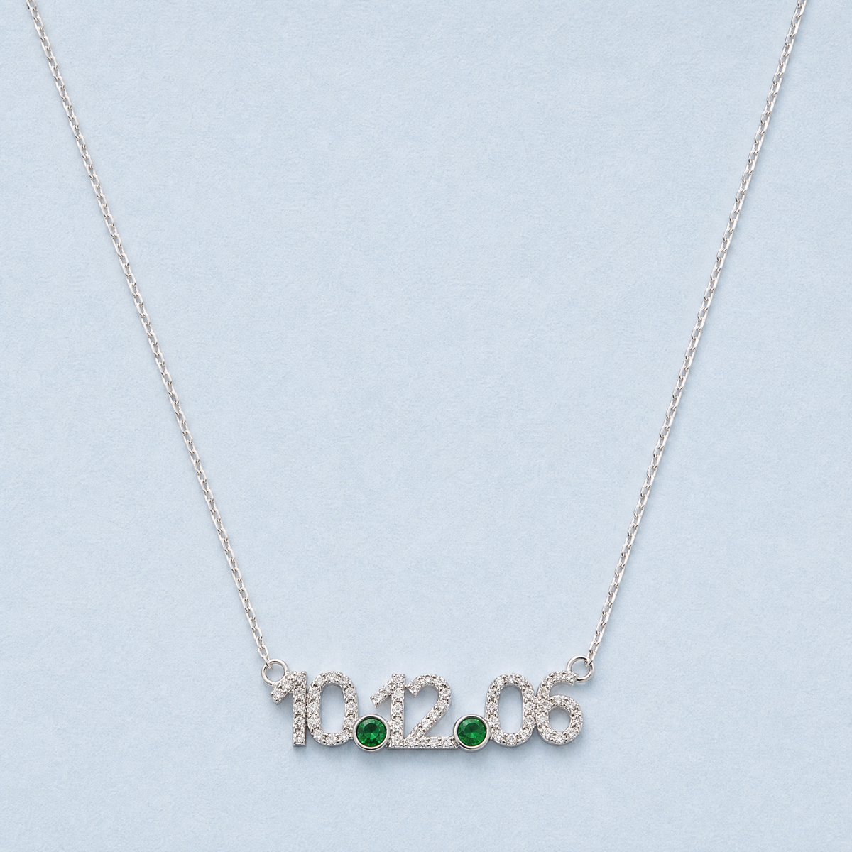 Personalised Date Necklace in 925 sterling silver, angled view
