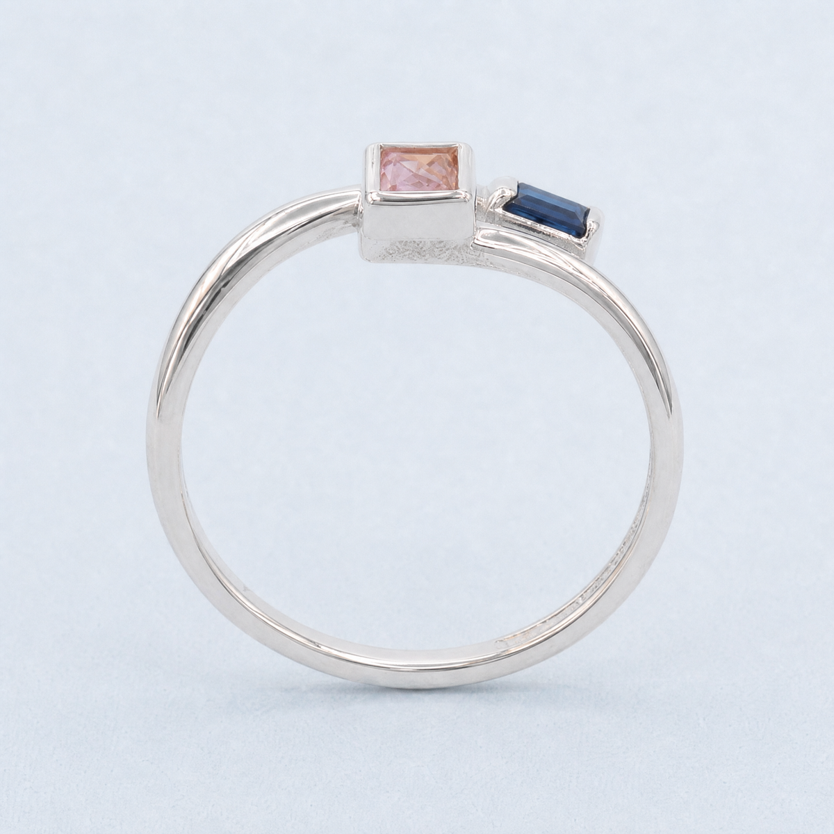 You and Me Two Stone Ring in 925 sterling silver, upright view