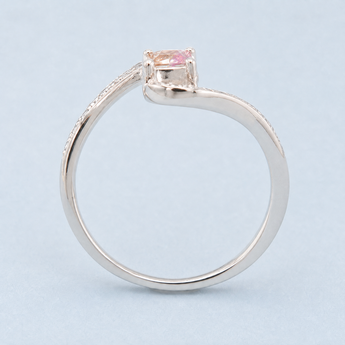 Pavé Swirl Two Tone Ring in 925 sterling silver, upright view