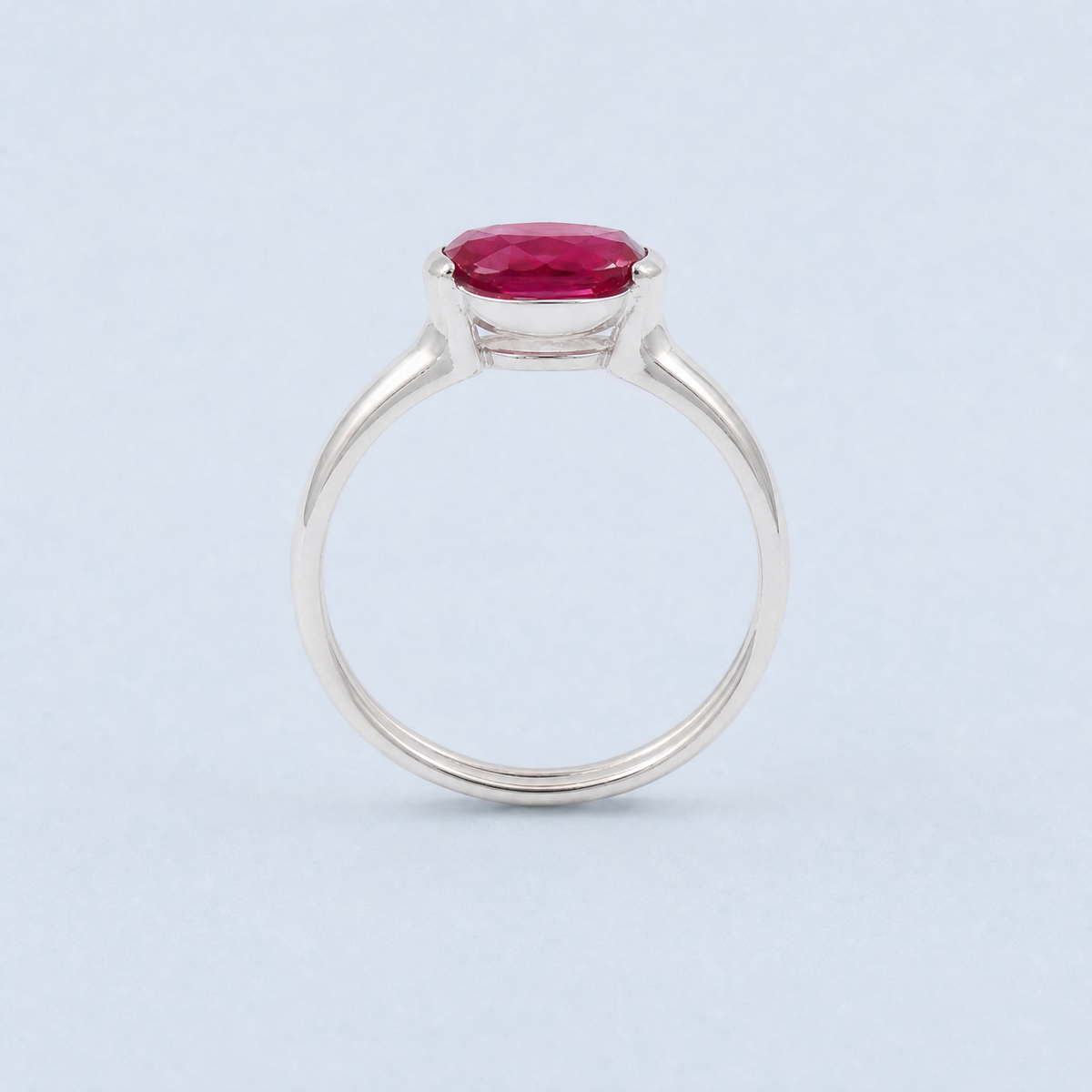 East West Oval Pink Ring in 925 sterling silver, upright view