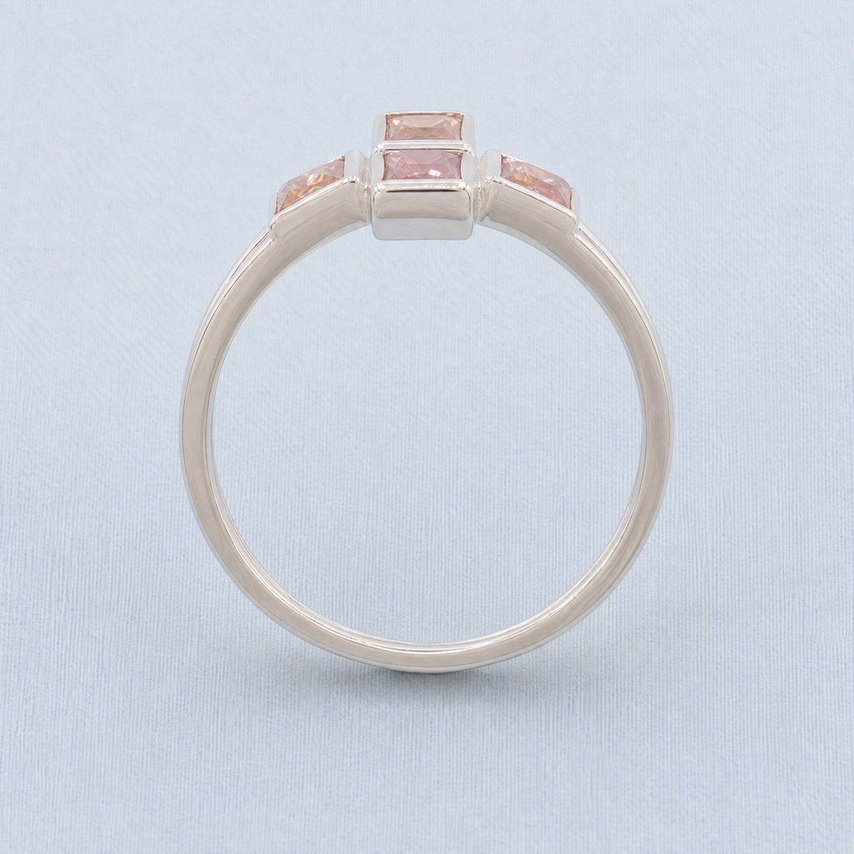 Double Band Cross Stone Ring in 925 sterling silver, upright view