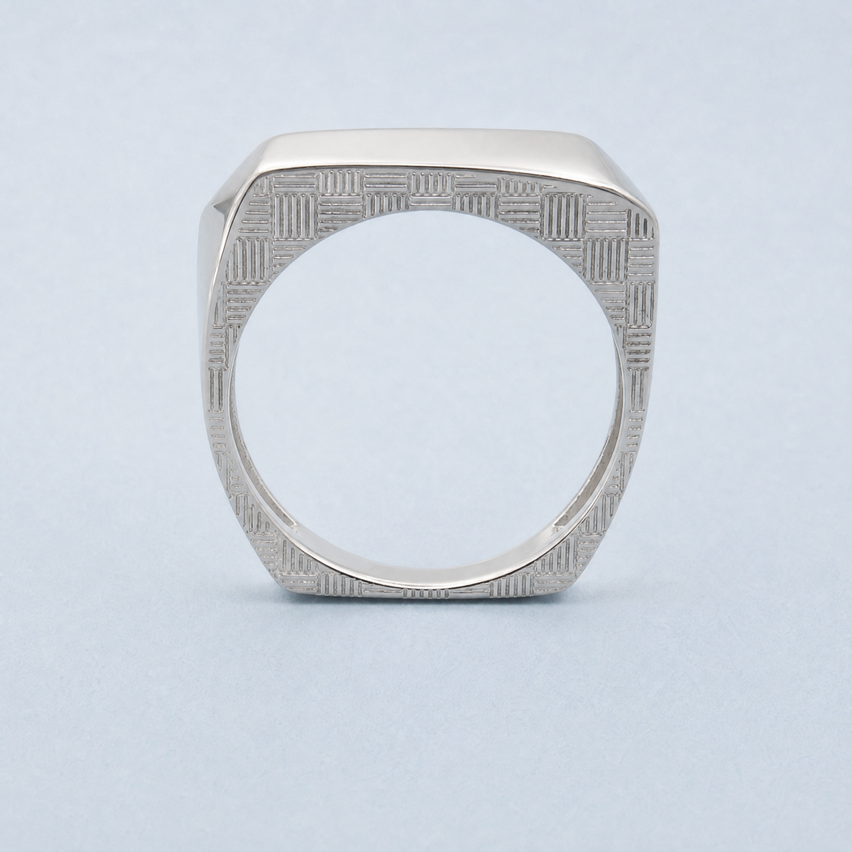 Square Top Woven Band Ring in 925 sterling silver, upright view