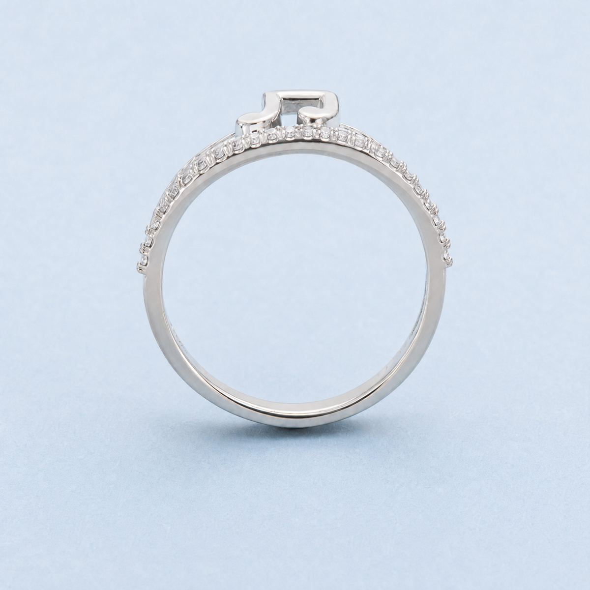 Music Note Double Band Ring in 925 sterling silver, upright view