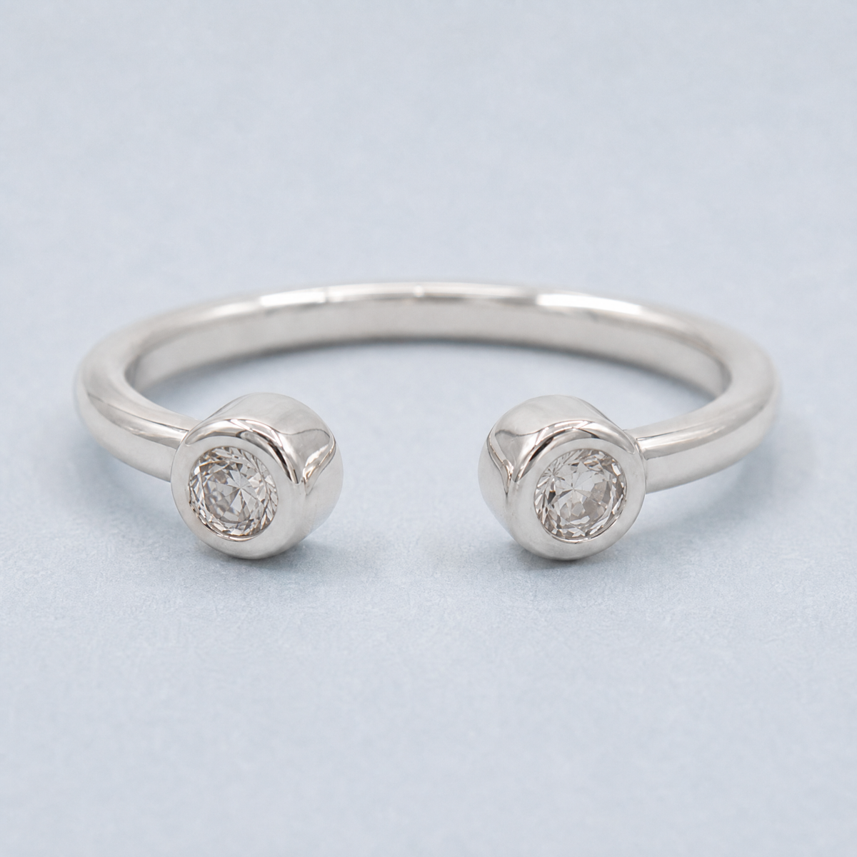 Twin Stone Open Ring in 925 sterling silver, front view