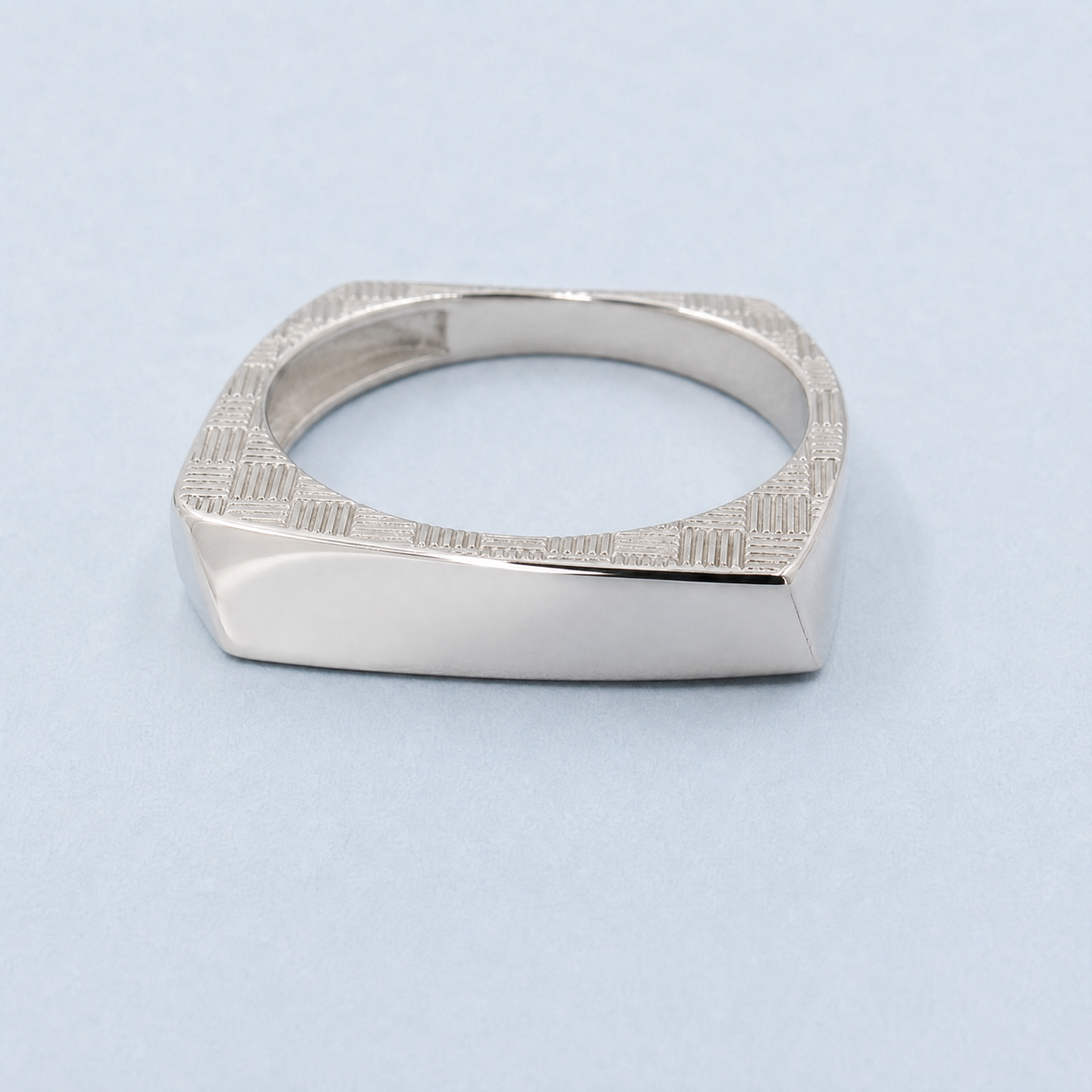 Square Top Woven Band Ring in 925 sterling silver, front view